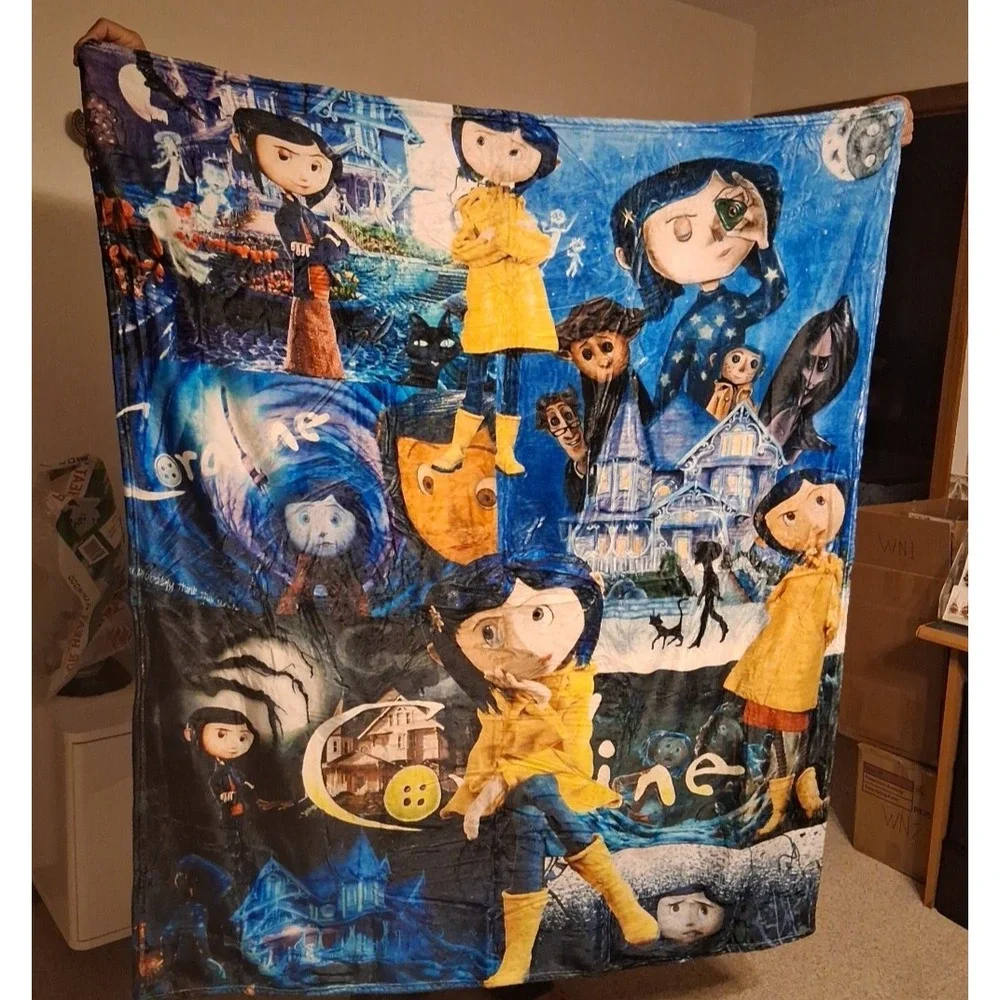 Coraline Themed 50x60 Inch Throw Blanket Cover Soft Bedding Gift, Wall Decor